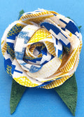 Broche Rose - Ethnique jaune et bleu