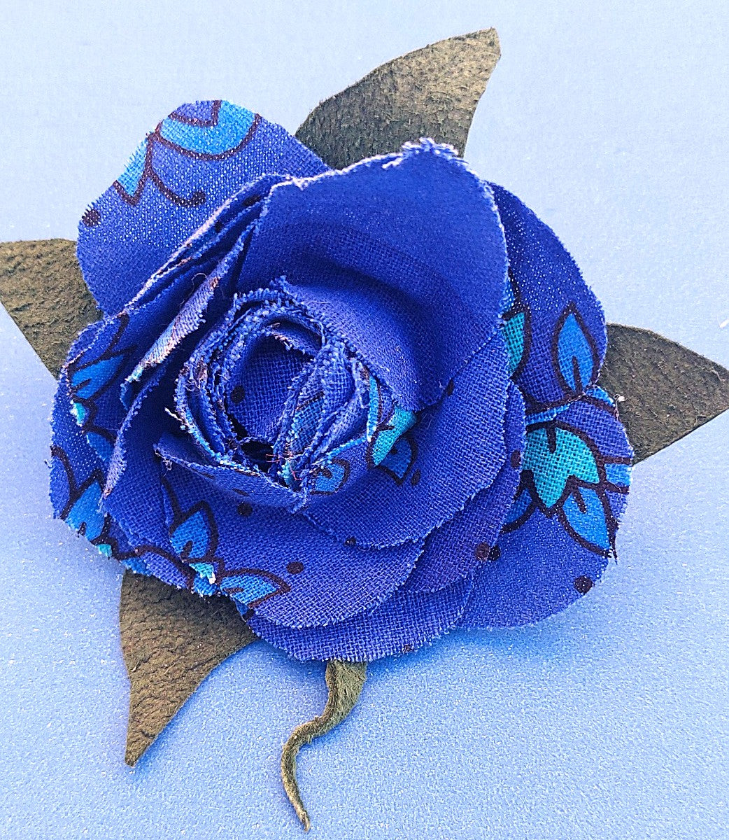 Broche Rose - Flowers bleu Azur
