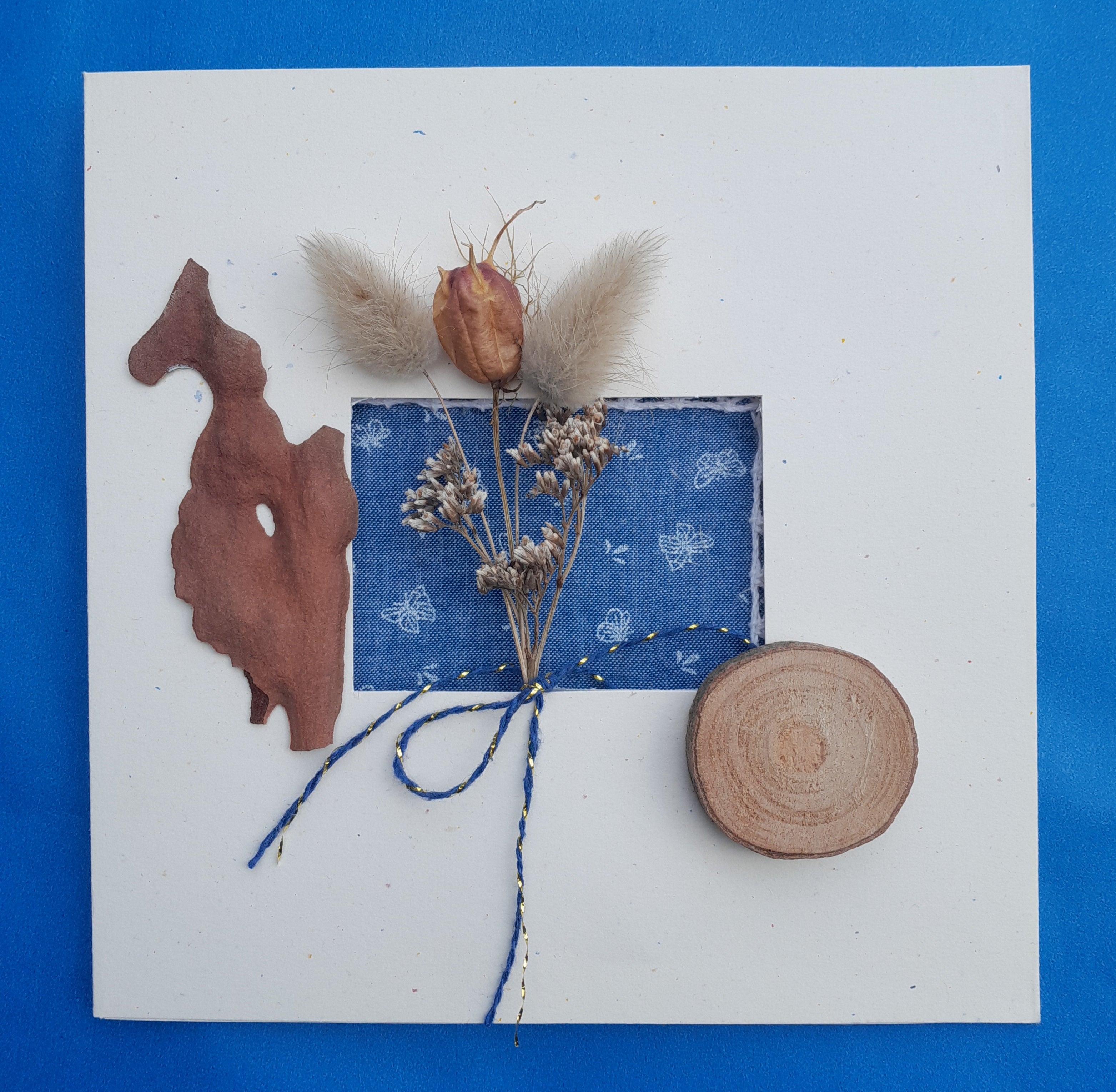 Carte message Bleu Fleuri