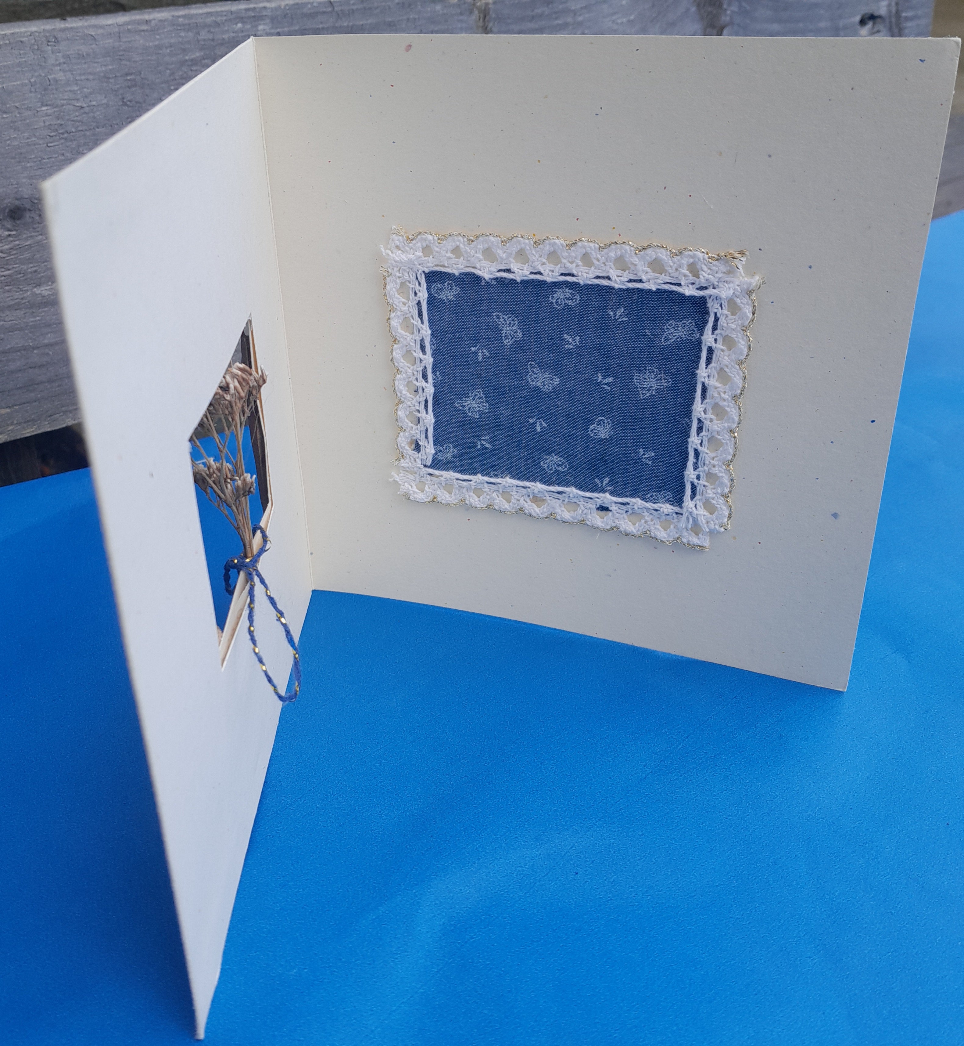 Carte message Bleu Fleuri
