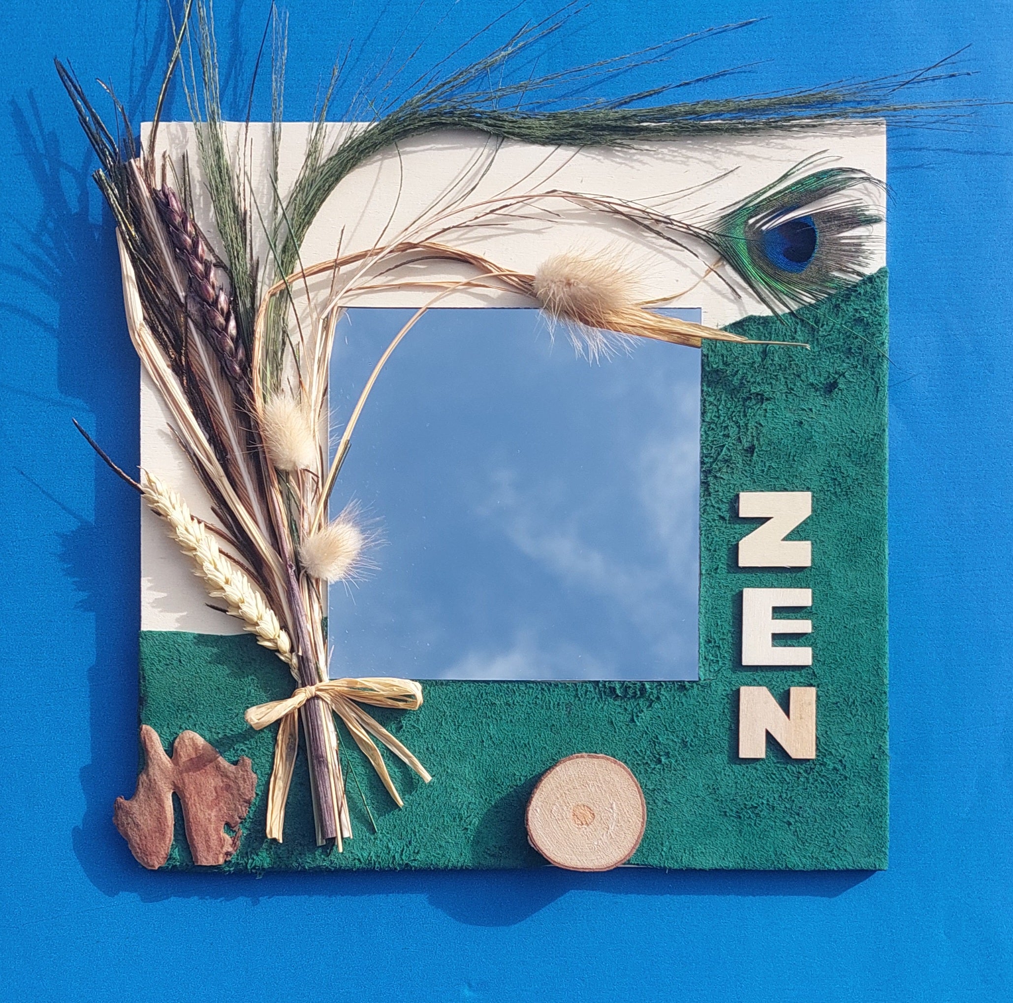 Miroir mural plume de Paon Zen