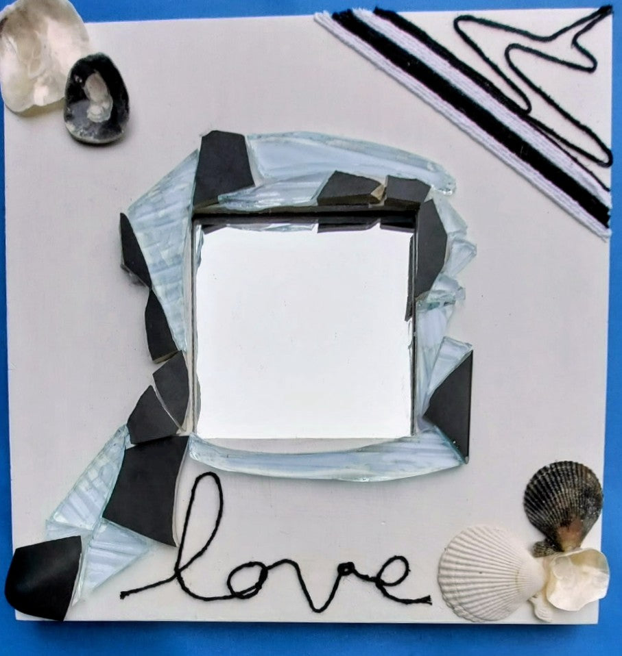 Miroir Love - Mozaïque et nacre
