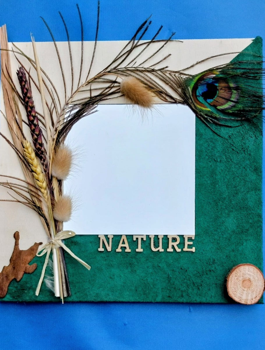 Miroir mural plume de Paon et Nature